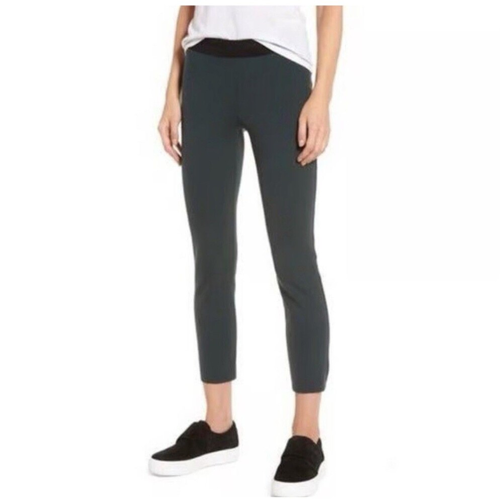 JAMES PERSE Leggings Size 1 SMALL Crop Scuba Slit Hem Black Dark Gray WMSJ1709
